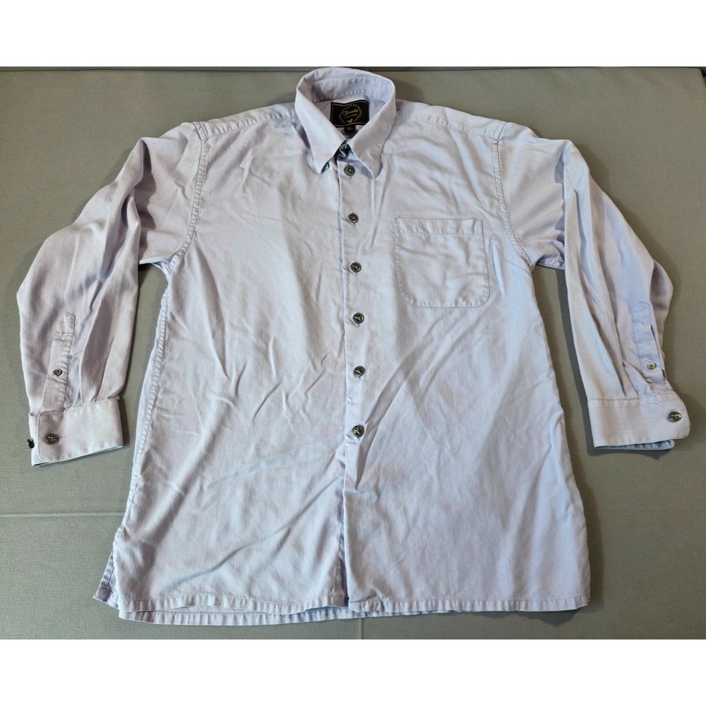 Fonte Shirt Mens Medium Purple 100% Silk Star Metal Buttons Luxury Dress Polo